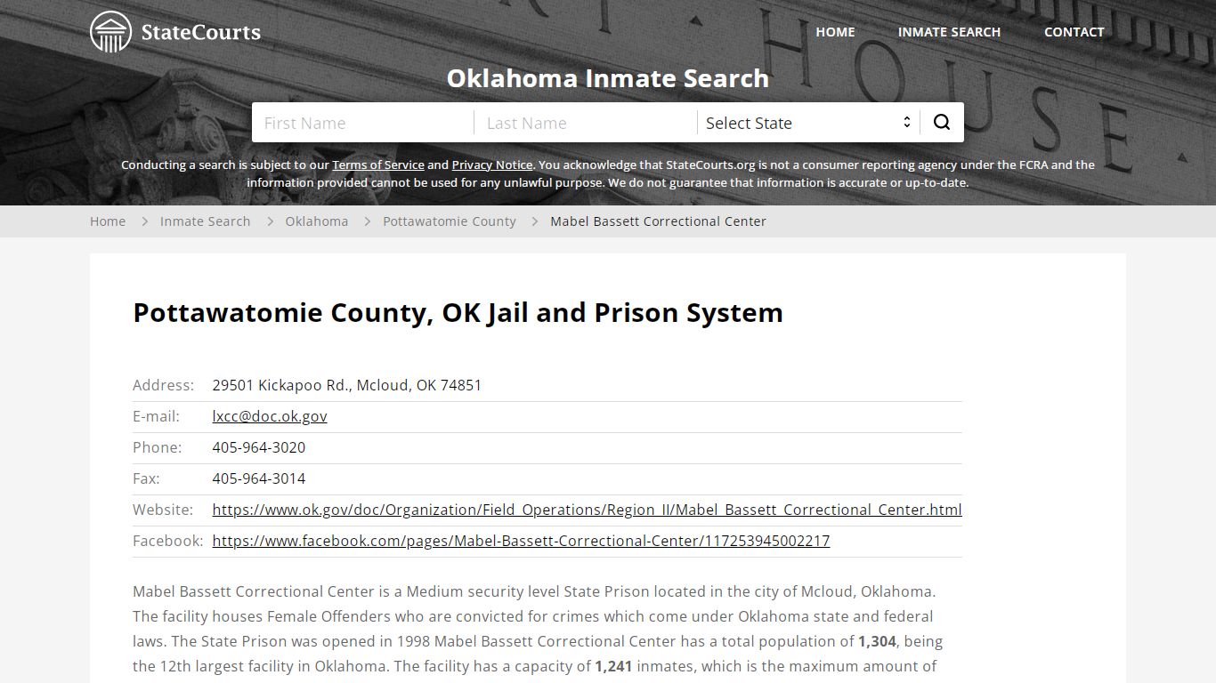 Mabel Bassett Correctional Center Inmate Records Search ...