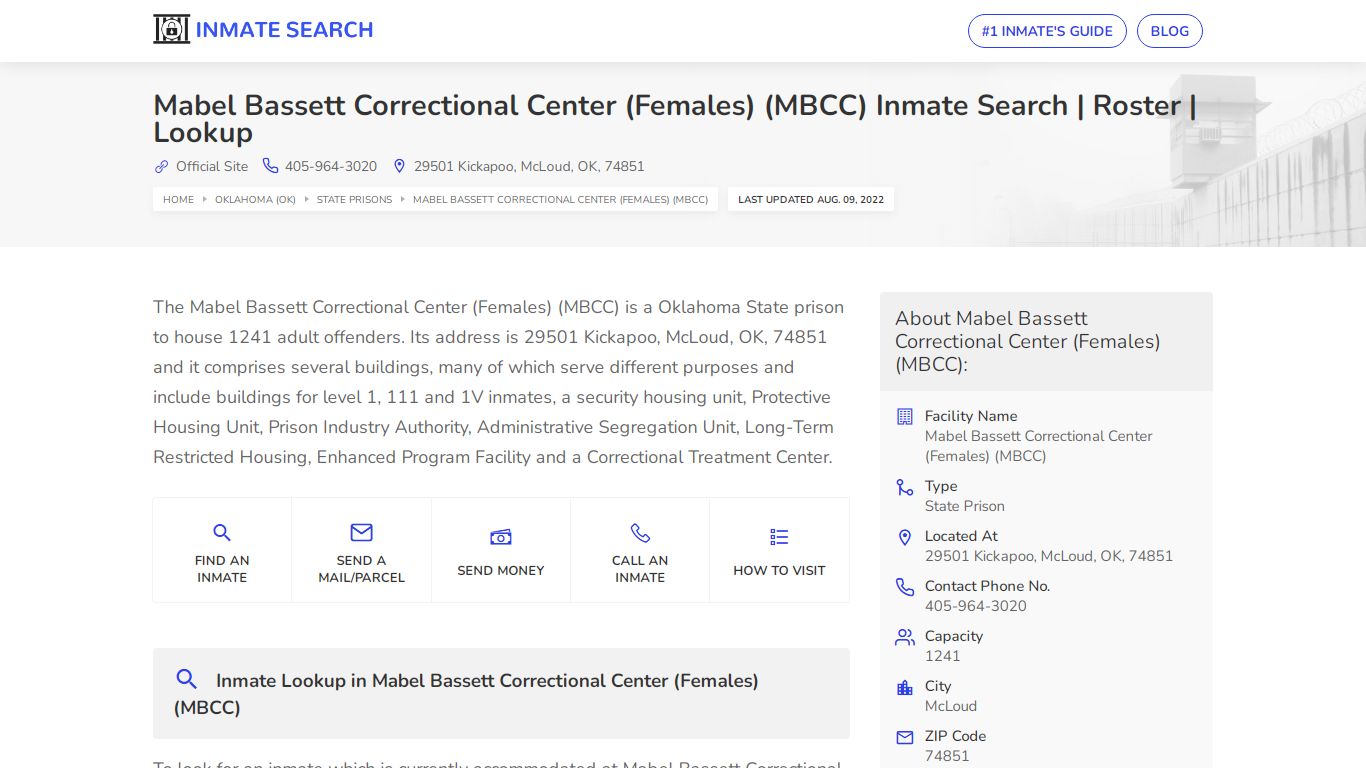 Mabel Bassett Correctional Center (Females) (MBCC) Inmate ...